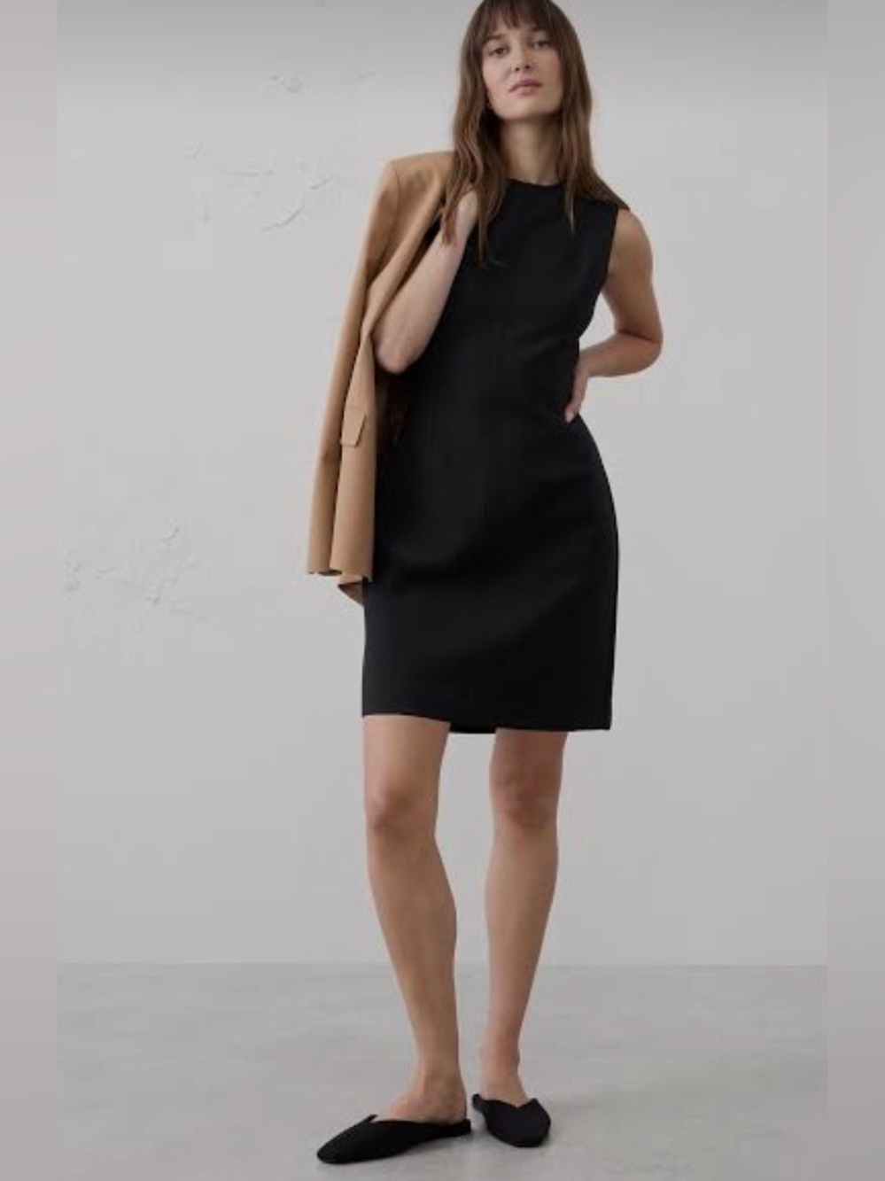 Banana Rep. black sleeveless lined sheath dress corporate chic minimalist NWT 4P